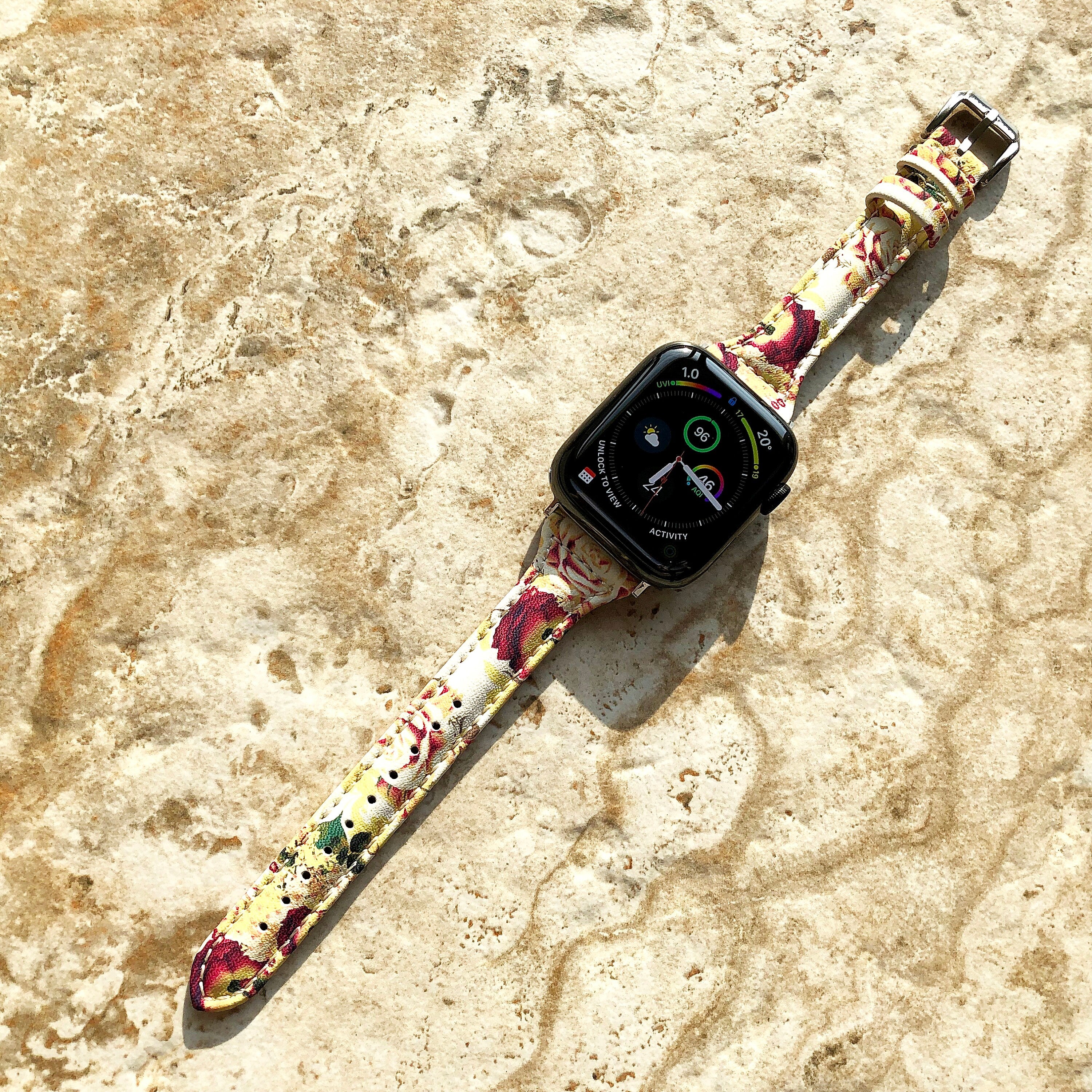 Apple Watch Bouquet Roses Band for All Series iWatch 38mm 40mm 41mm 42mm 44mm 45mm 49mm Slim Elegant Leather Straps Bracelet